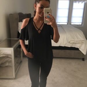 Lush Black V-neck Top